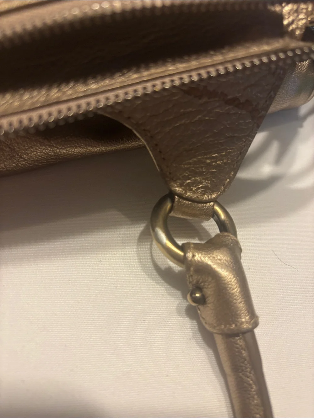 Salvatore Ferragamo Metallic Taupe Leather Shoulder Bag